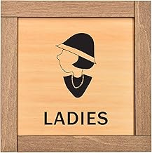 ドアプレート サインプレート (13.5x13.5cm / 木製/TOILET Ladies 昭和レトロ風) 案内 看板 表示/女性 トイレ お手洗い 日本製(T-07) おしゃれ インテリア