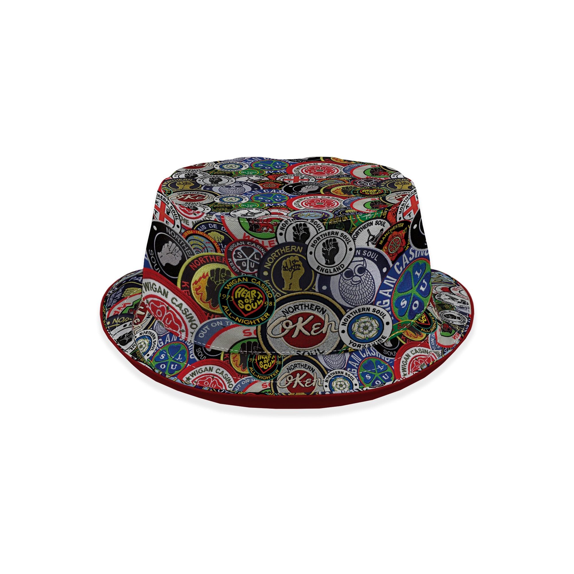 BRITISH MADE GIFTS Northern Soul Patches - Bucket Hat | Fashion Sun Cap Packable Outdoor Fisherman Hat for Women and Men (as8, Alpha, x_s) Multicoloured