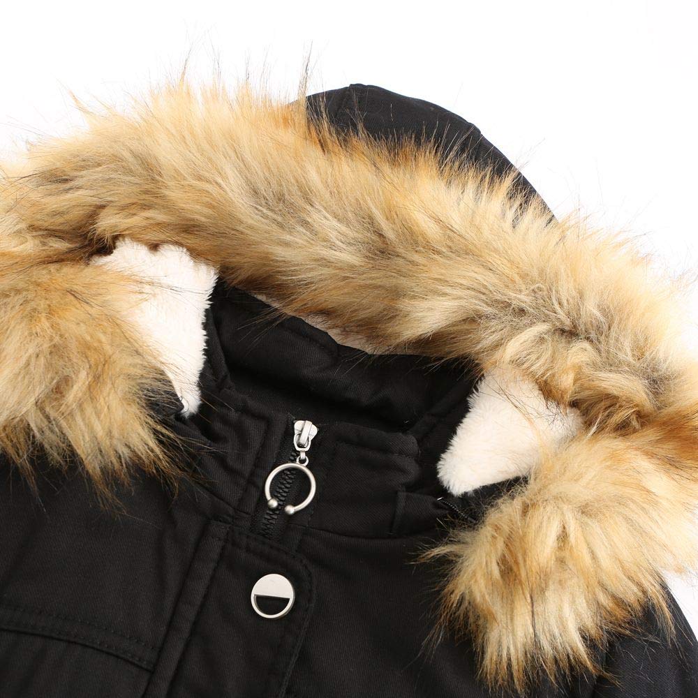 Veste d'hiver pour femme, parka d'hiver doublée en fourrure en peluche, veste en coton avec capuche et fermeture éclair pour l'hiver
