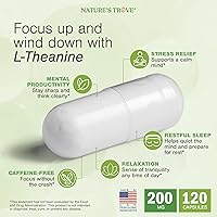 Vista 4 de Cápsulas vegetarianas de L-teanina, 0,007 onzas, de Nature's Trove, 120