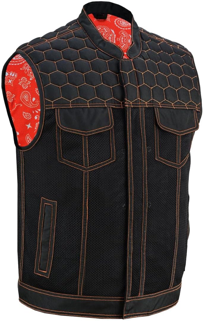 Daniel Smart Motorcycle Riding Vest Premium Mesh Textile Biker Vest Men with Diamond Quilted Design & Multiple Carry Pockets
