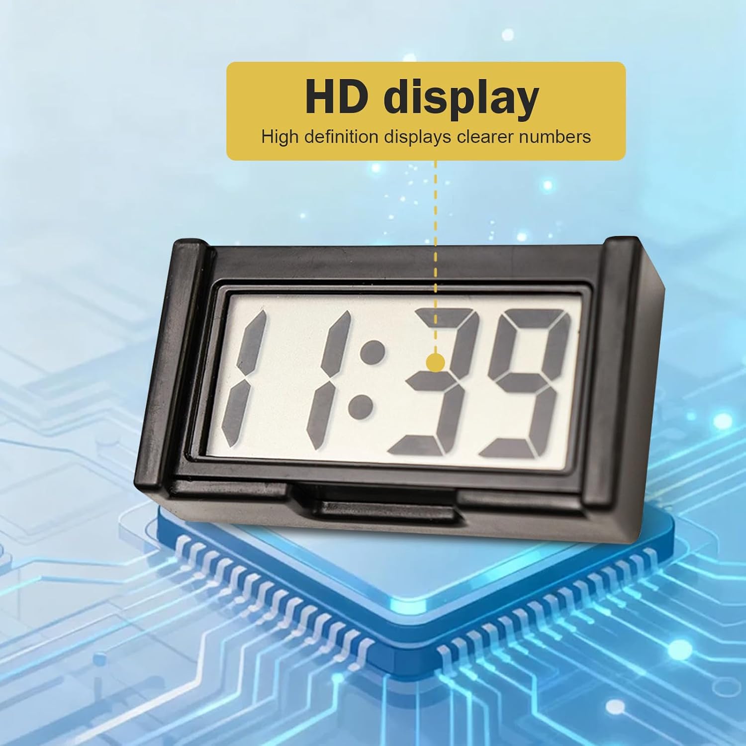 Car Small Digital Clock, LCD Display Portable Dashboard Clock with 12-Hour and Day Display, Self-Adhesive Mini Travel Watch, Interior Accessory for Car & Home (Black) image 4