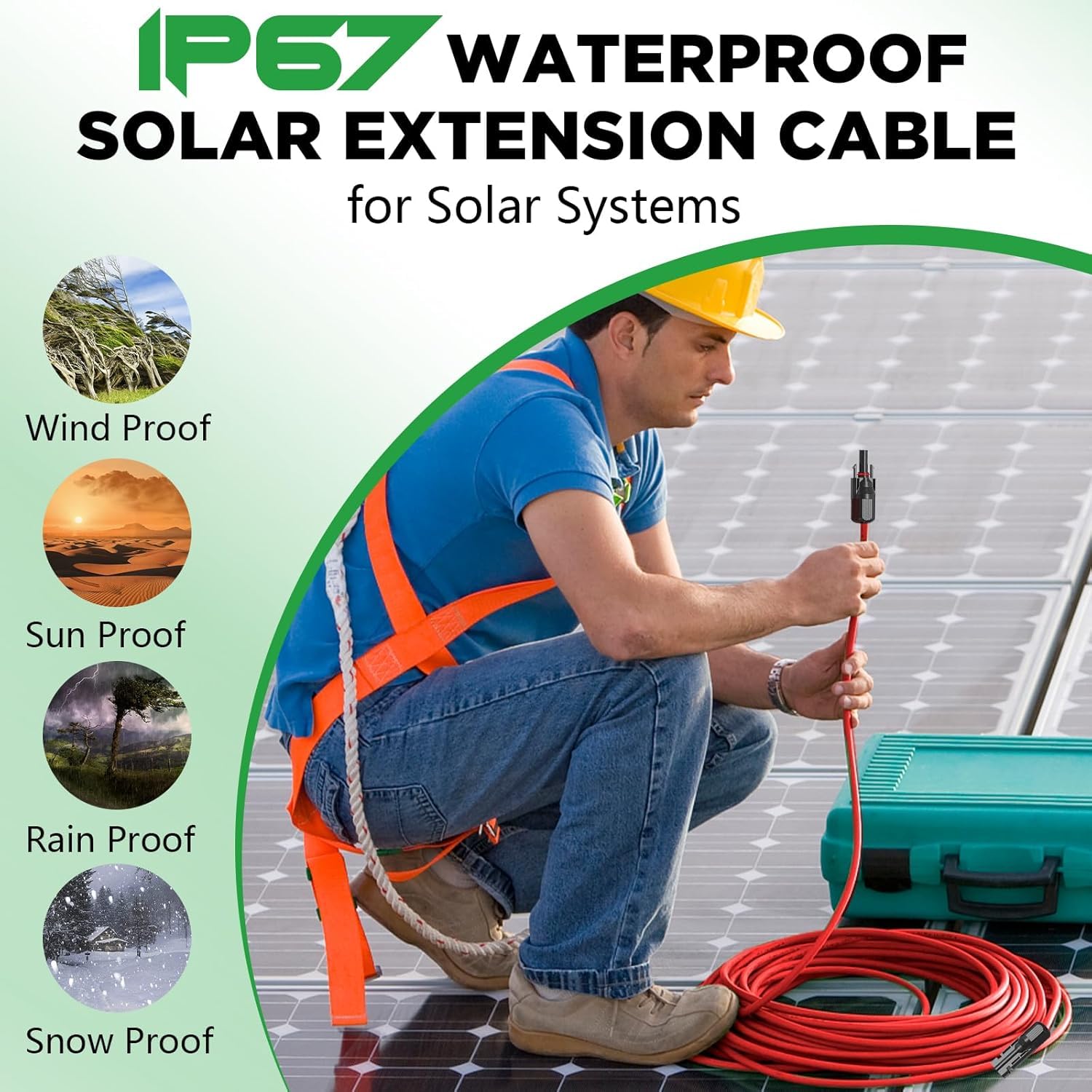 Cavo di prolunga solare da 10 AWG con connettore femmina e maschio con coppia extra gratuita di connettori per pannello solare Kit adattatore strumento (12 m)
