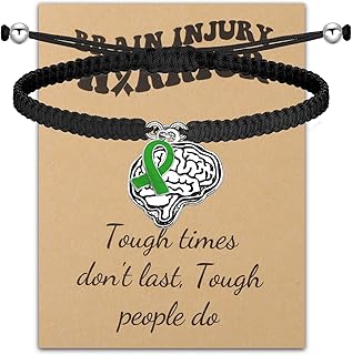 CHOORO Traumatic Brain Injury Awareness Bracelet Gift Brain Tumor Awareness TBI Awareness Gift Green Ribbon Awareness Jewelry