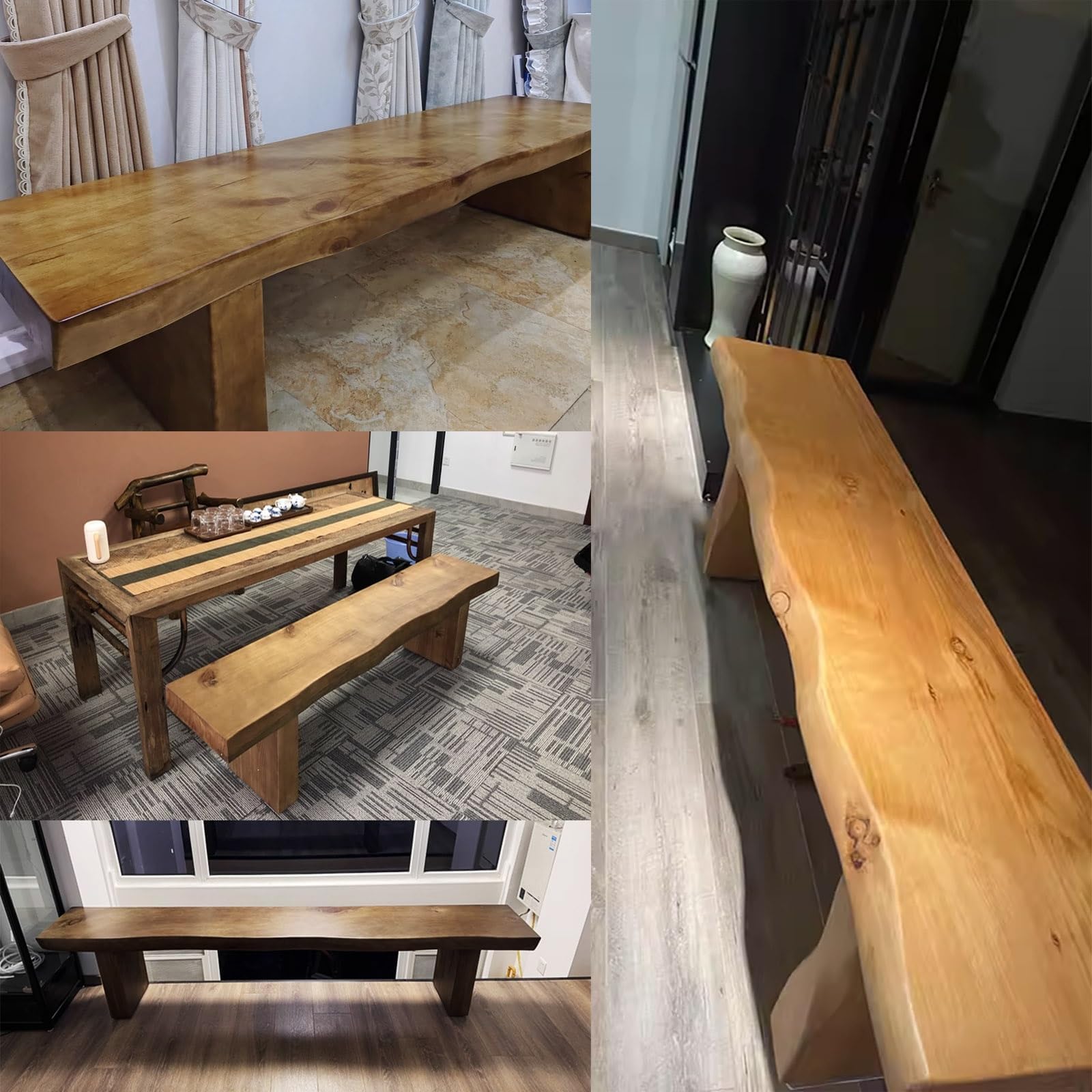 Rustic Skinny Dining Room Wooden Bench, Entry Wood Bench Indoor, Farmhouse Bench for End of Bed, Farmhouse Indoor Kitchen Table Benches (160cm)