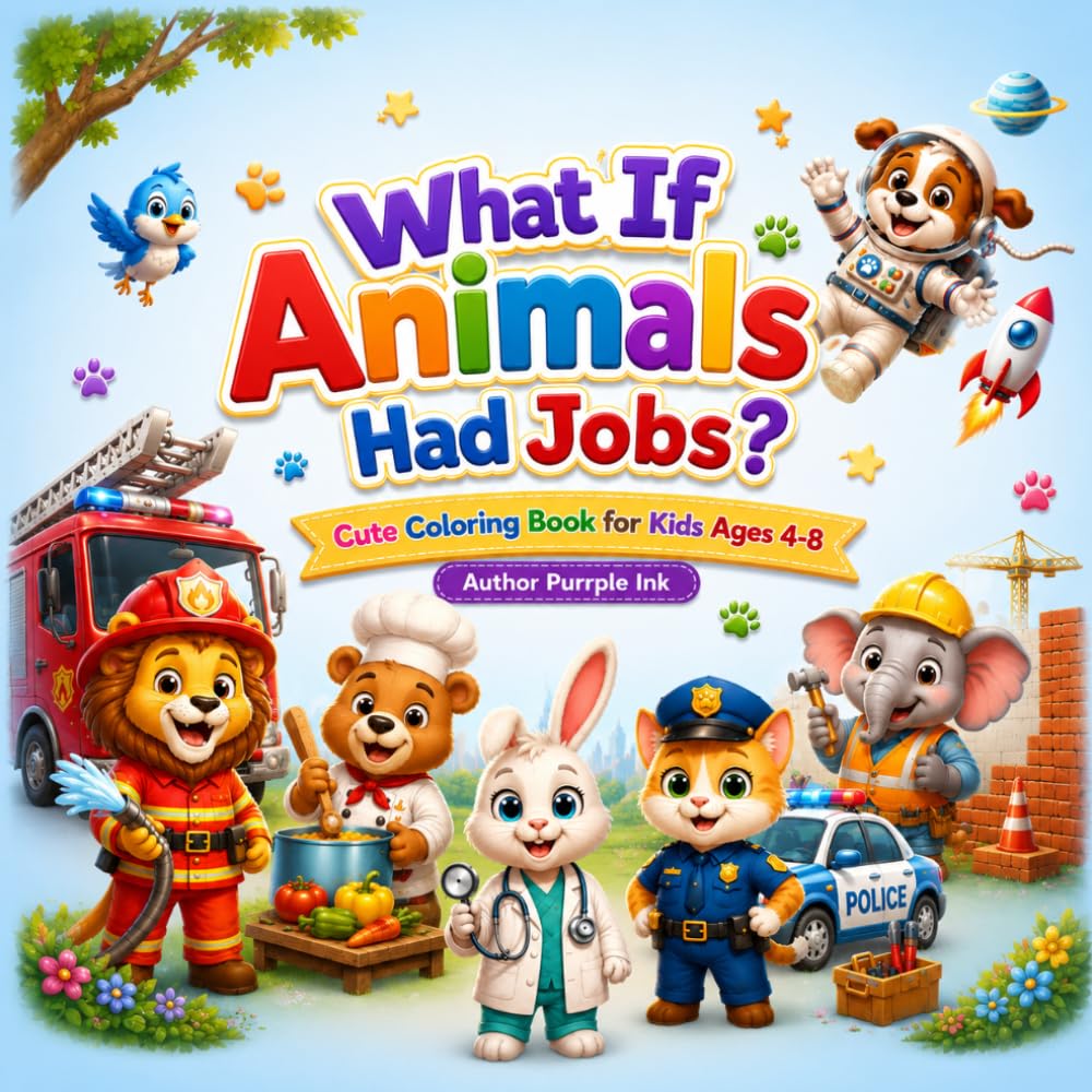 What If Animals Had Jobs?: Cute Coloring Book for Kids Ages 4-8