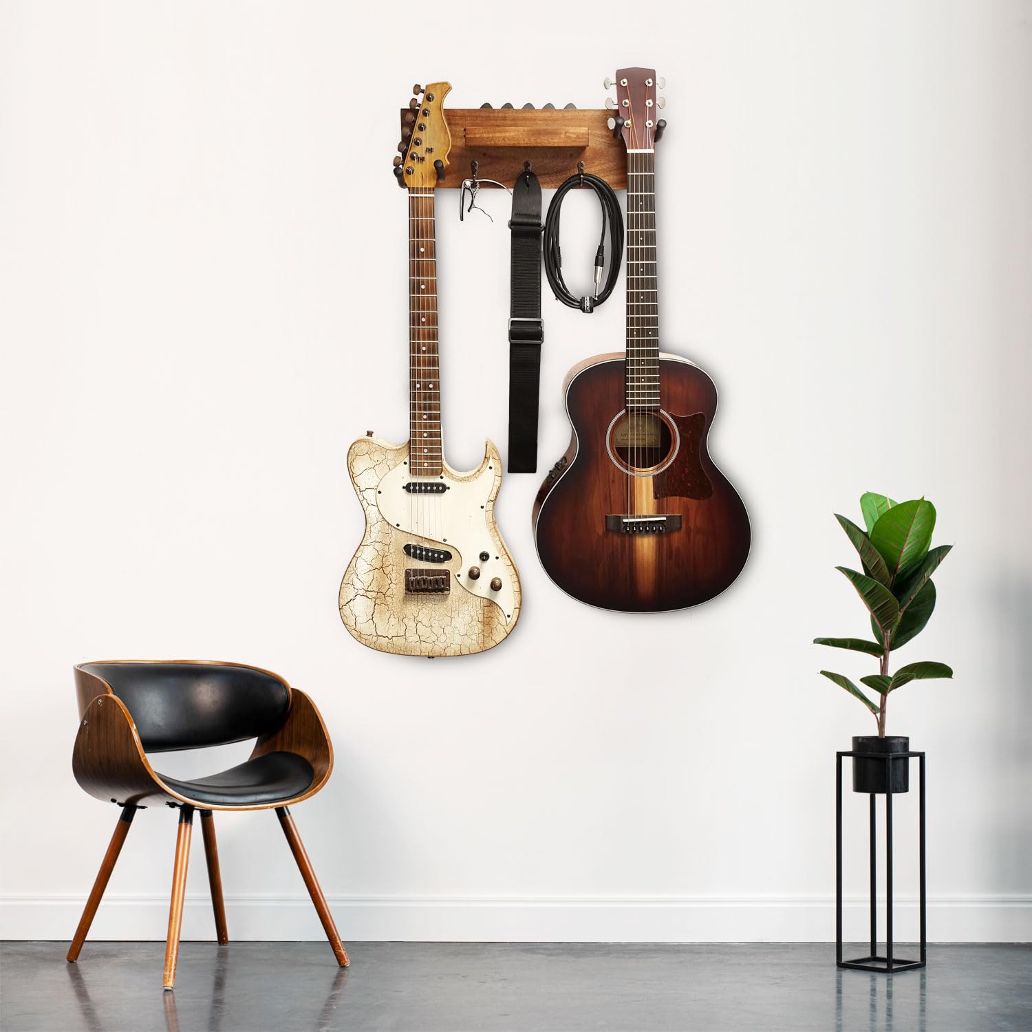 keepdrum gs039a Doppel Gitarren-Wandhalter für zwei Gitarren und Zubehör