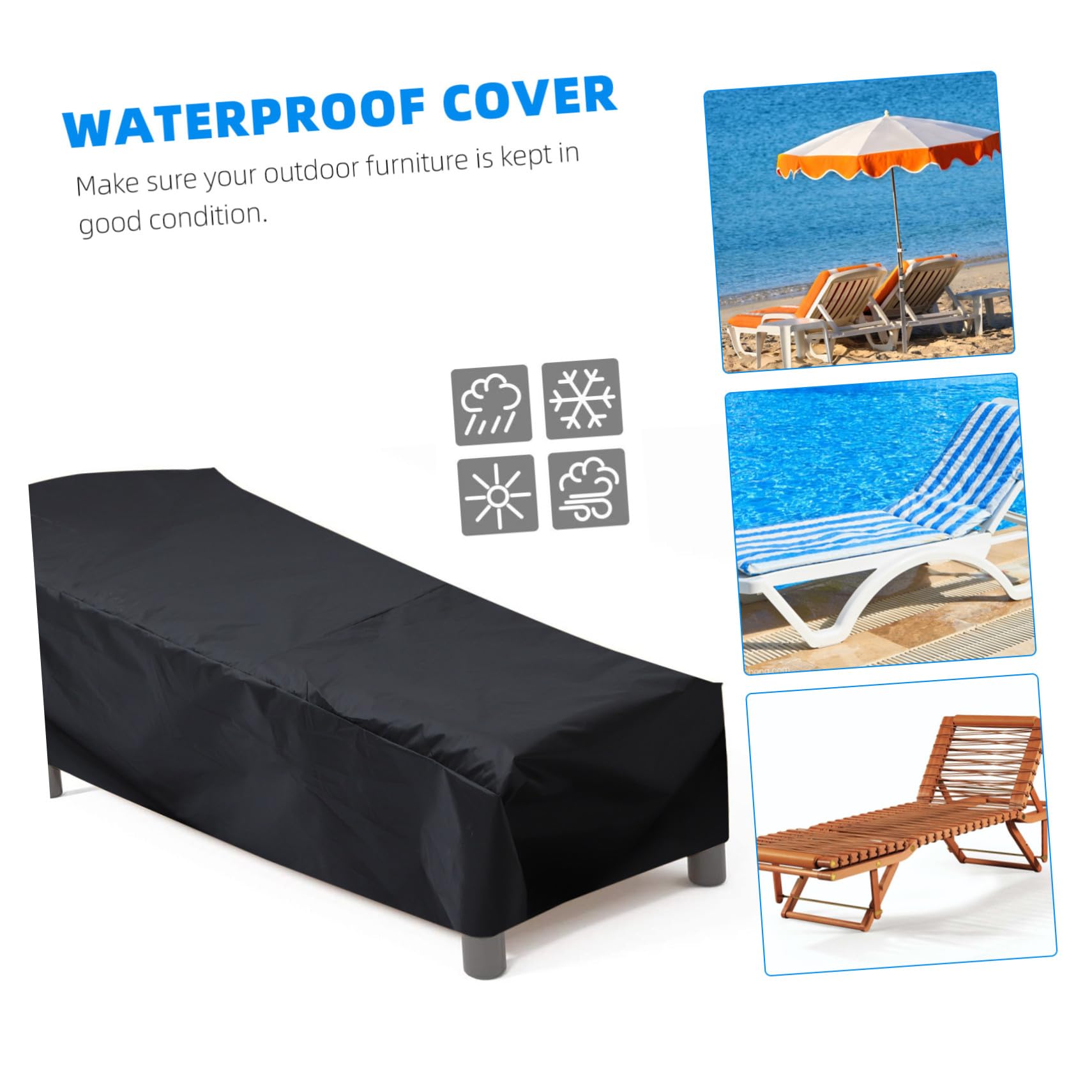 Tissu Housse Noir en Longue de Chaise Imperméable Oxford Extérieure