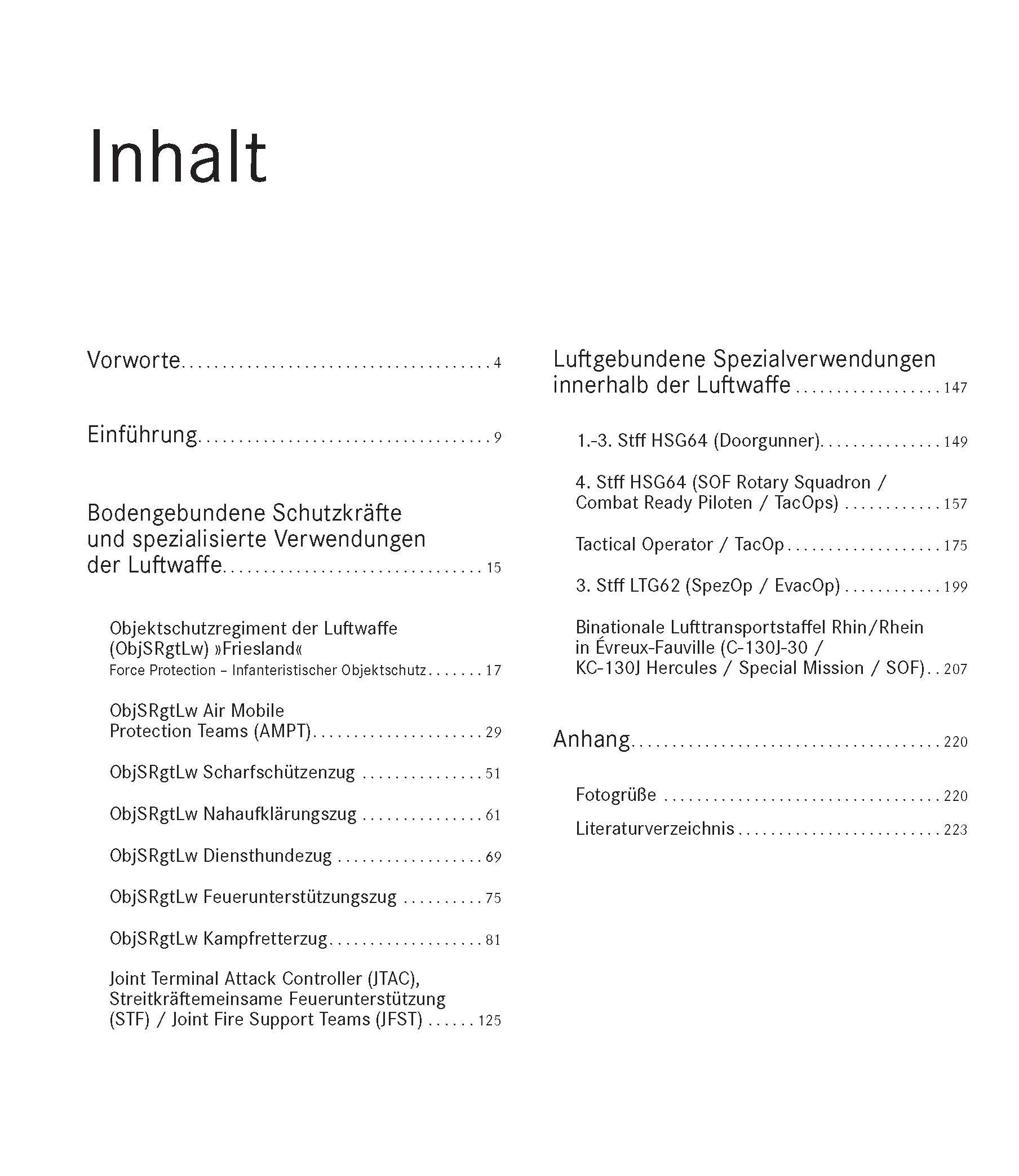 Spezialkräfte, Spezialisierte Kräfte, Taktische Sondereinheiten: der Luftwaffe