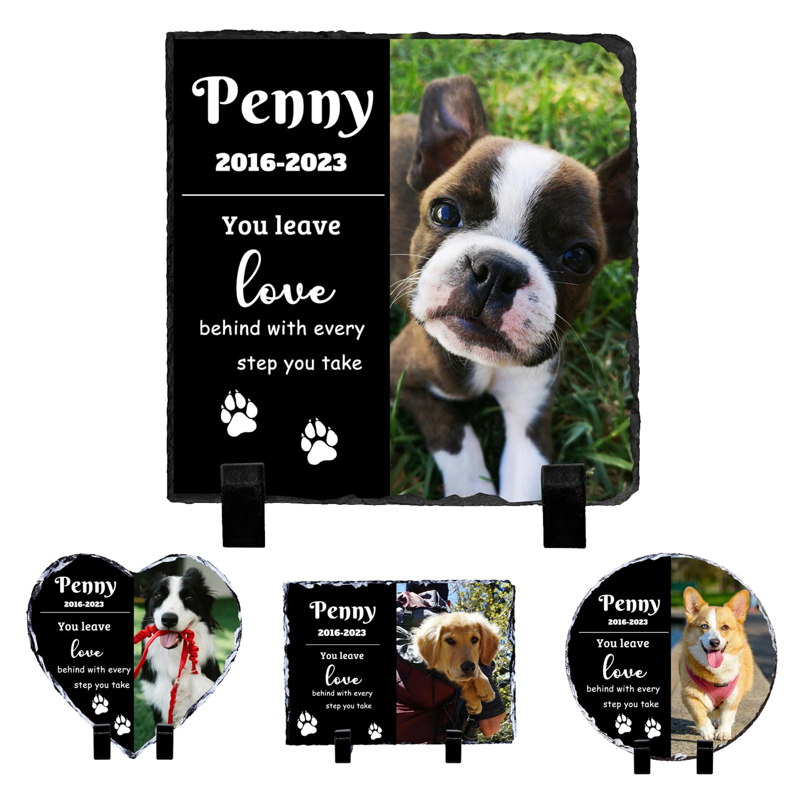 NoutAT Pet Memorial Stone, Custom Square Shaped Dog Memorial Stone, Personalized Pet Headstone with Photo, Pet Loss Gifts, Pet Headstone for Dogs Cats, Outdoor Dog Memorial Stone for Dog Cat Lovers