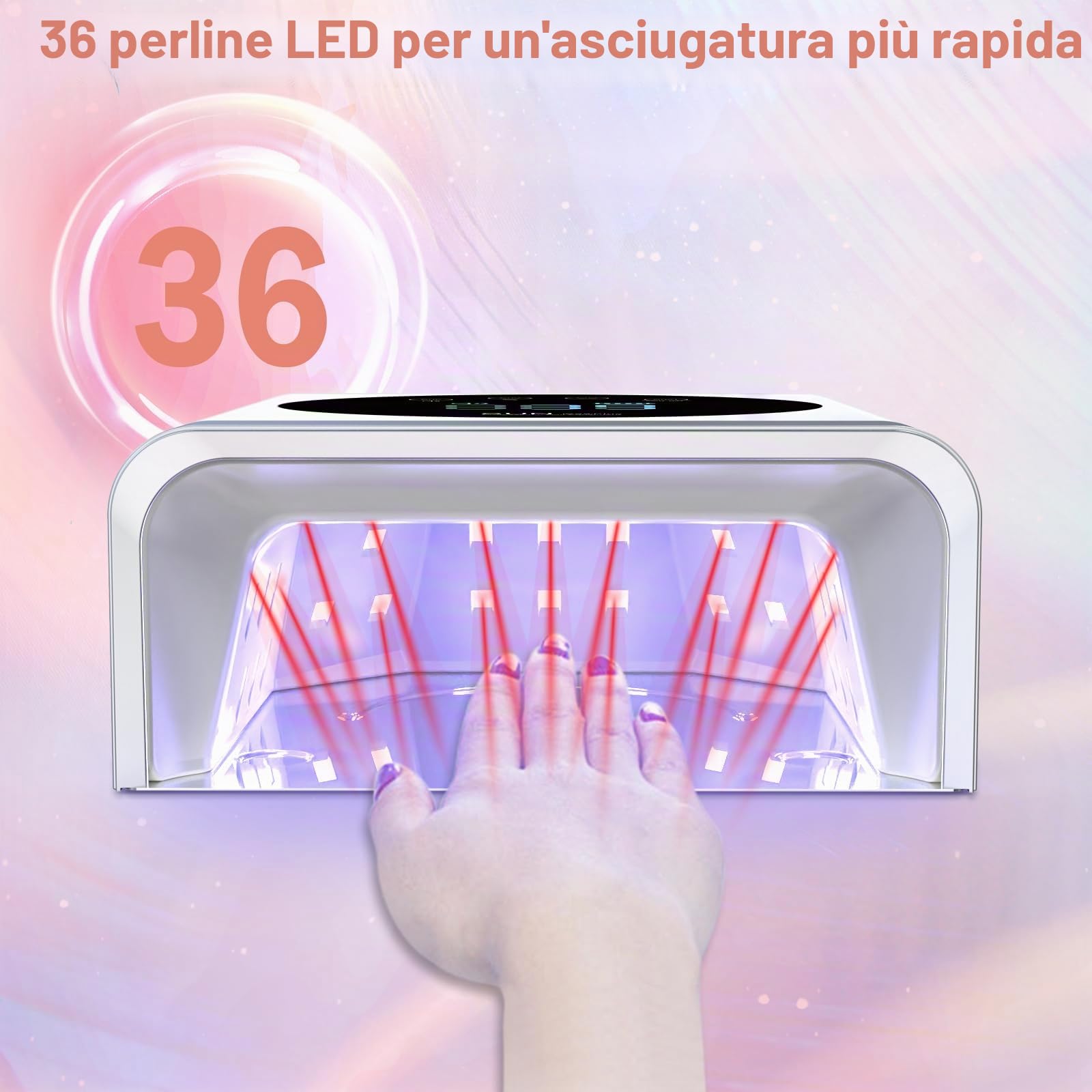 NAILGIRLS Lampada UV Led Unghie, 150W Professionale Lampada LED Unghie per Manicure Pedicure Sensore Automatico Lampada Unghie LED 4 Timer Display LCD