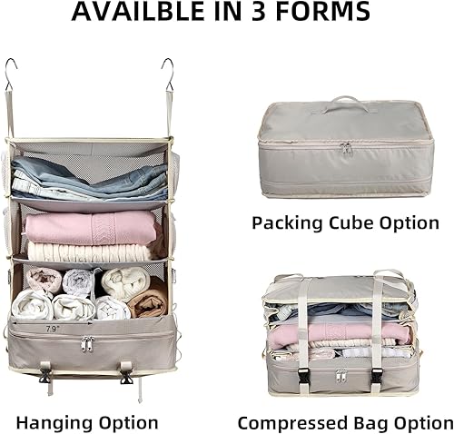 Miniatura 4 de Bukere Cubo de embalaje colgante para viajes, estantes portátiles, bolsa organizadora para maleta de equipaje, artículos esenciales de viaje,