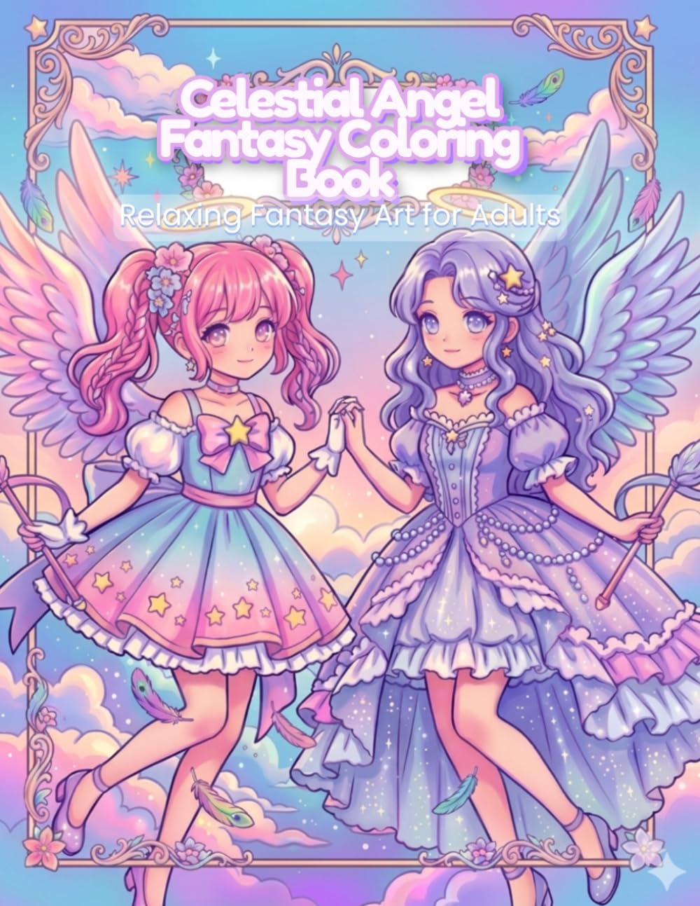 Celestial Angel Fantasy Coloring Book: Relaxing Fantasy Art for Adults