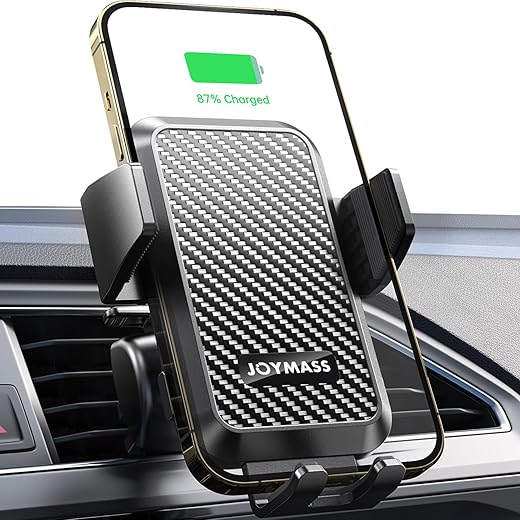 Wireless Car Charger, JOYMASS 15W Fast Charging Auto Clamping Car Charger Cell Phone Holder Mount Vent for iPhone 15 14 13 12 Mini Pro Max 11 XR XS X, Samsung Galaxy S23 Ultra S22 S21+ Note 20, etc