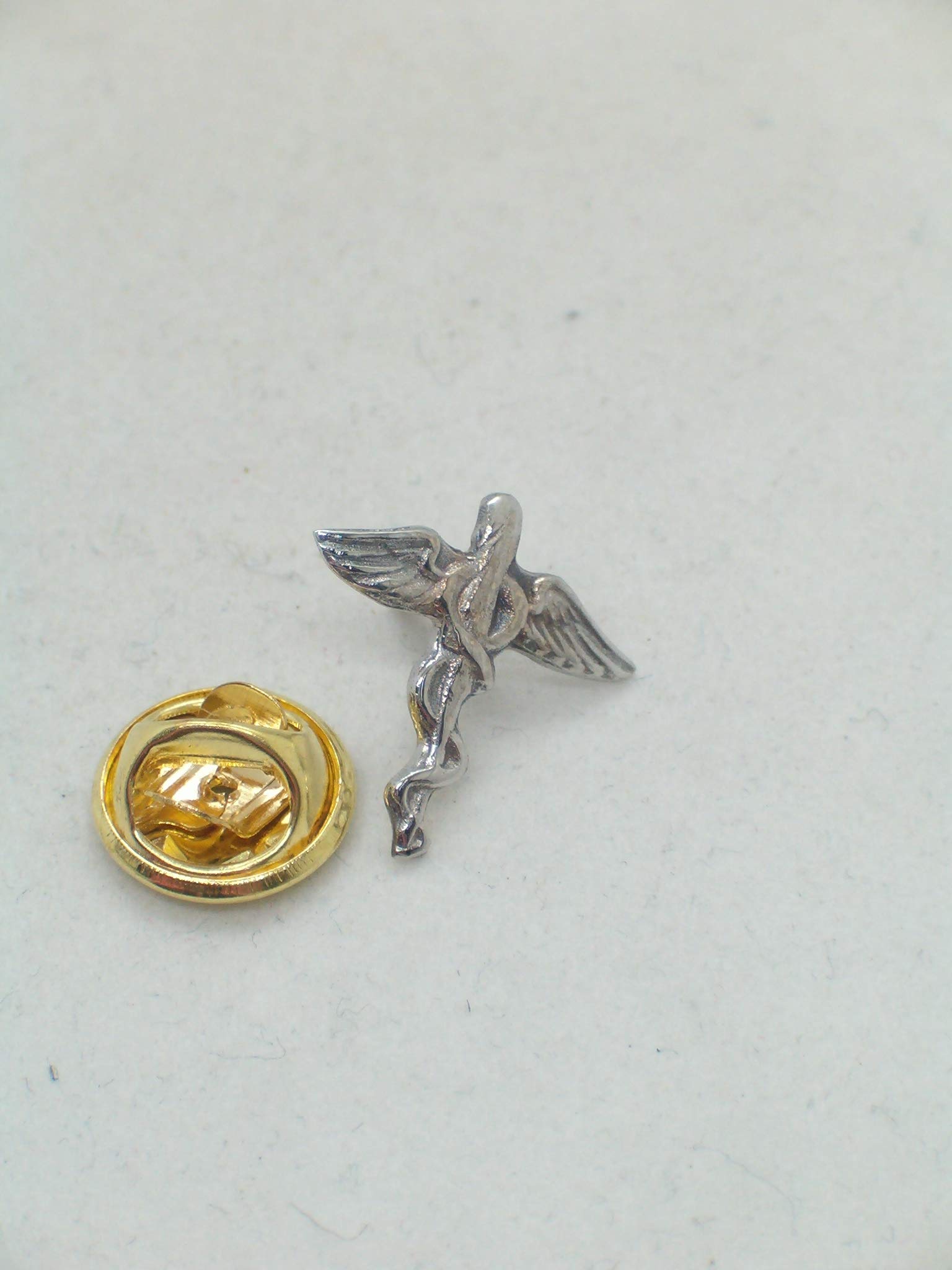 Ordine Dei Farmacisti : Spilla da Giacca in Oro Bianco 18 Kt (750 Millesimi) - Farmacia - Caduceo - Stemma - Simbolo - Logo