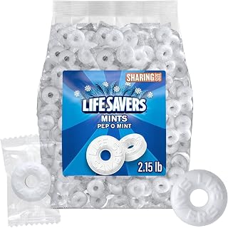 GEEOOLLAH Pep O Mint Hard Candy Bulk: 2lb+2oz Individually Wrapped Peppermint Mints for Fresh Breath, Parties & Snacking