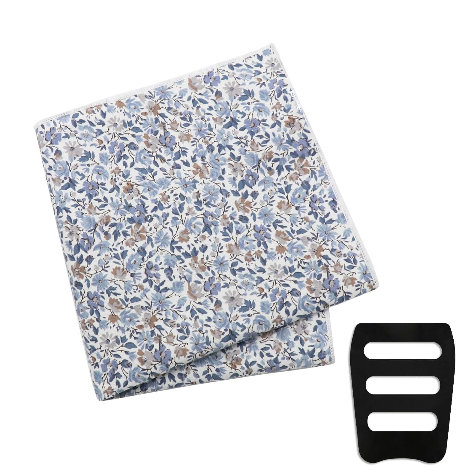 Floral Pocket Squares for Men with Holder Printed Flower Mens Handkerchief Cotton Suit Pocket Hanky for Wedding