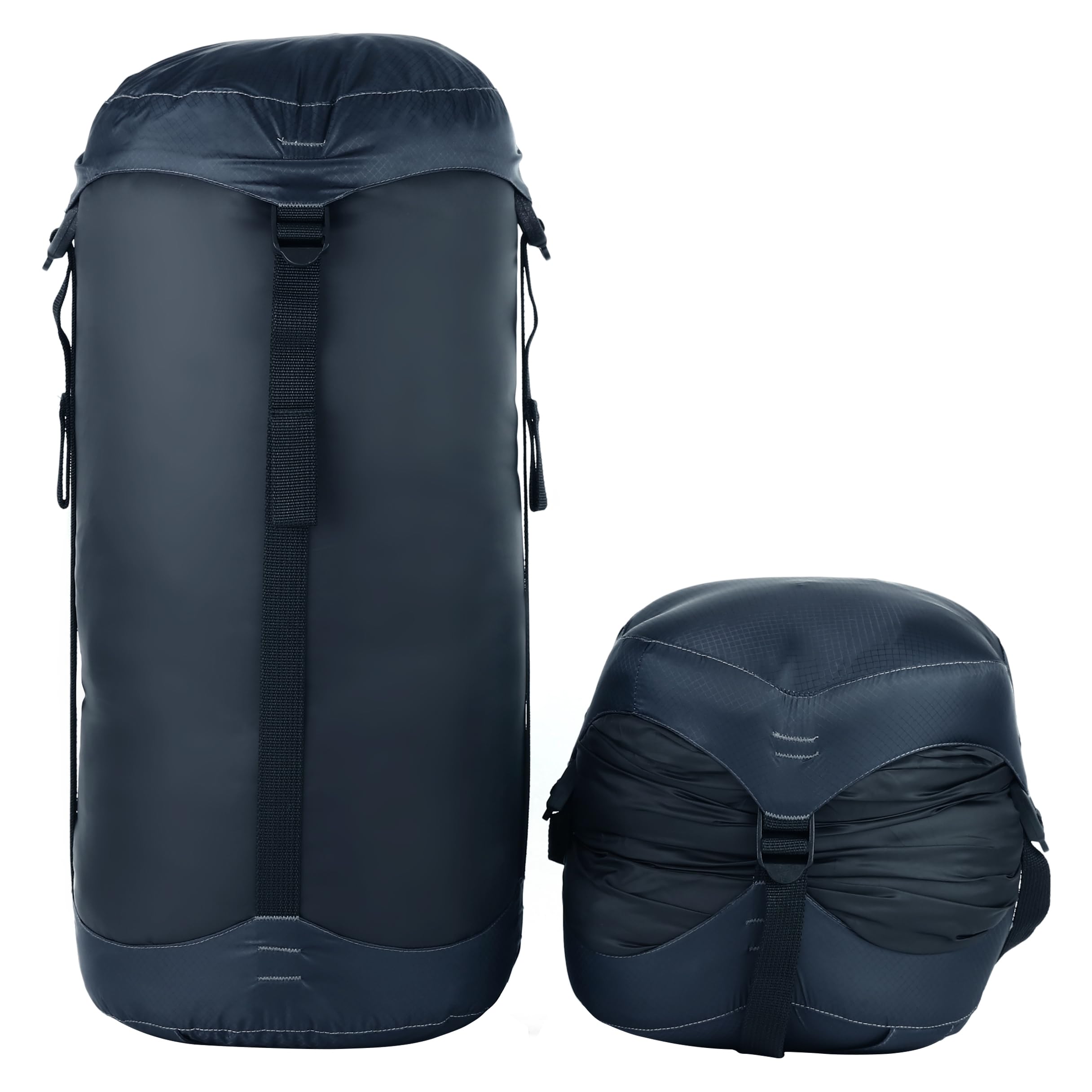 Litume Sacco di Compressione 6L, 8.5L, 10L, 13L, 16L, Resistente all'Acqua, Leggero e Compatto, in Tessuto Ripstop, per Sacchi a Pelo, con Chiusura a Corda, per Campeggio (Nero)