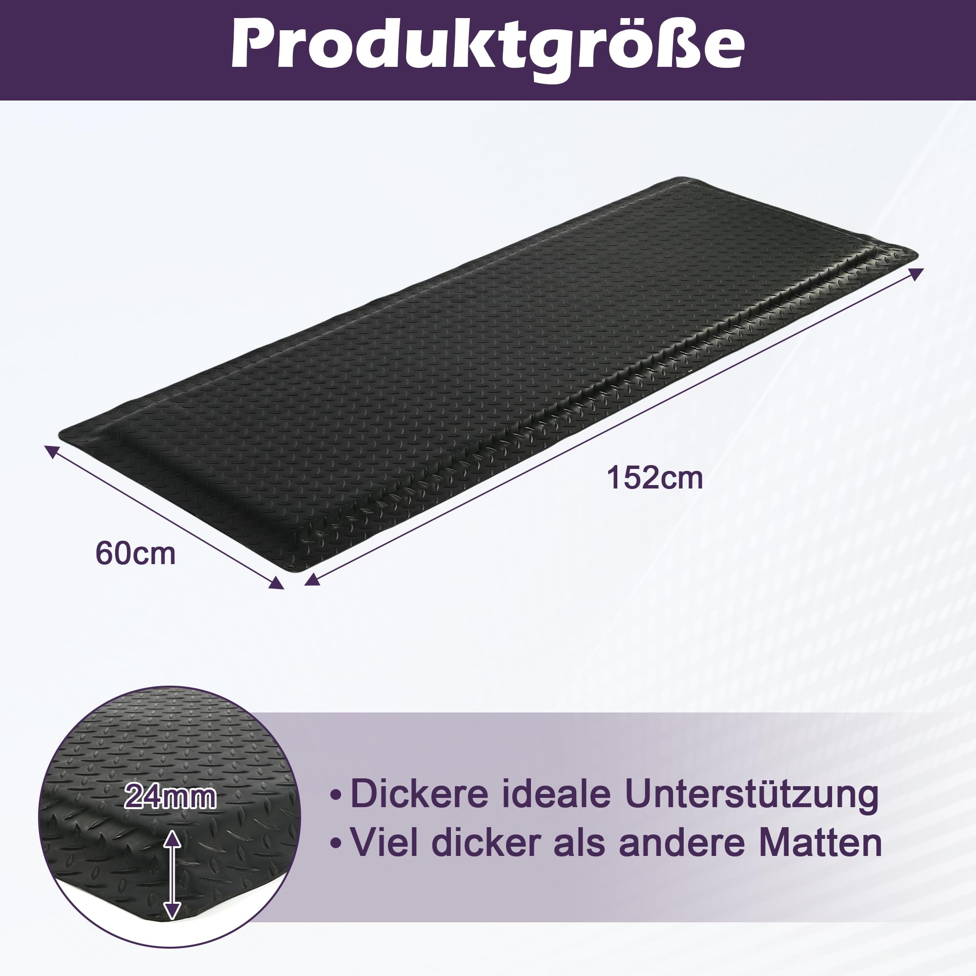 bimiti Anti Ermüdungsmatte für Steharbeitsplätze, Ergonomische Arbeitsplatzmatte für gesundes, 60 x 152 cm Antimüdigkeitsmatte, Wasserabweisende Anti Fatigue Stehmatte Steharbeitsplatz Fußmatten