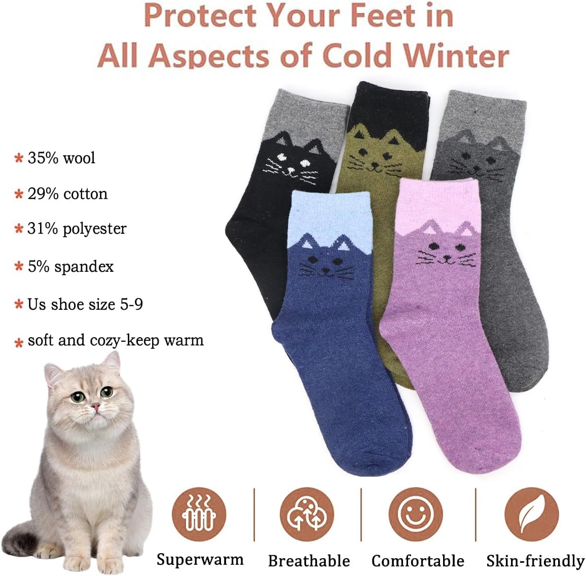 YQHMT Wool Socks for Women Gifts Winter Warm Thick Thermal Vintage Knit Soft Crew Socks Stocking Stuffers, Christmas Gift - Image 4