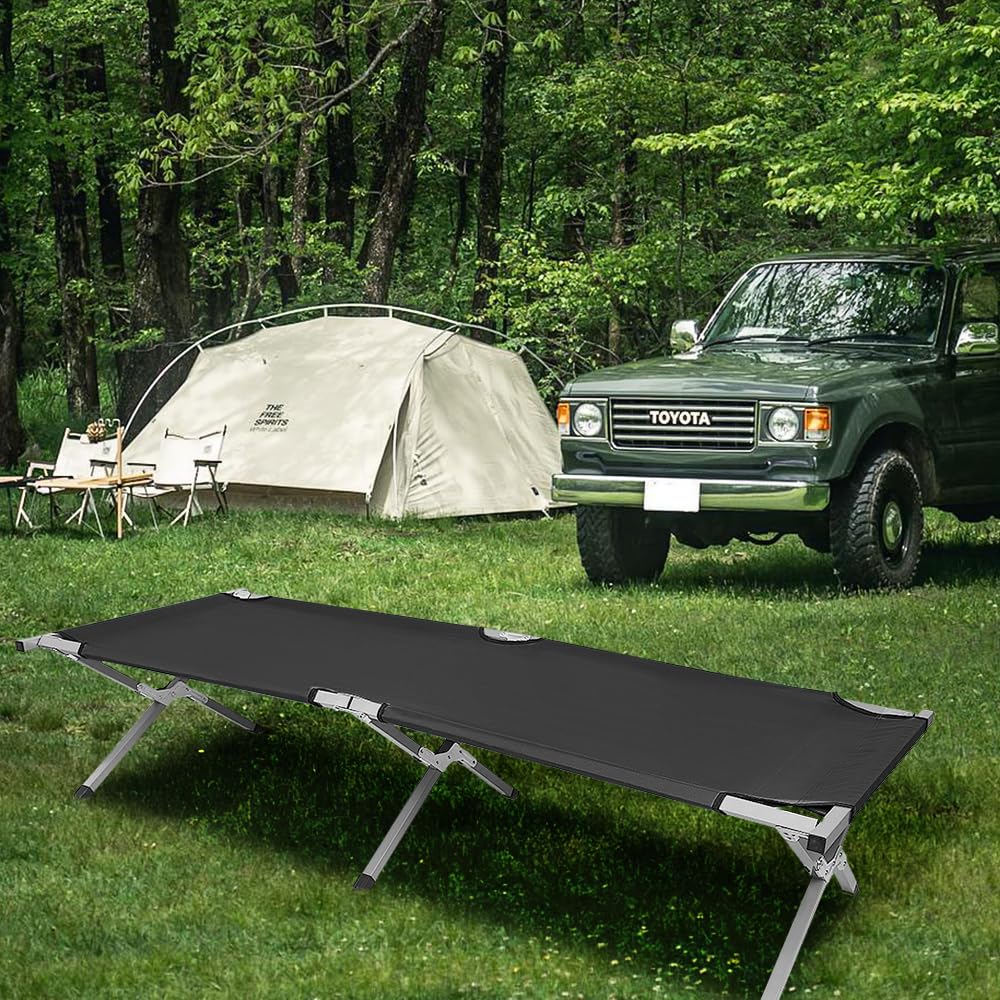 Lit de Camp Pliable 1 Personne avec Chaise Camping Pliante Lot de 2 150 kg Impermeable Facile a Ranger Voyage Randonnee
