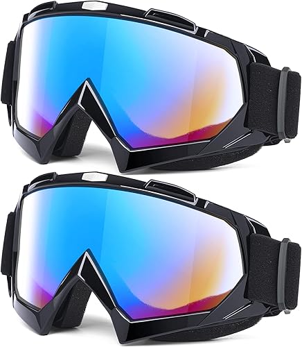Gafas de motocross para adultos, paquete de 2 gafas de motocicleta ATV para hombres y mujeres, gafas de visión amplia para montar fuera de carretera