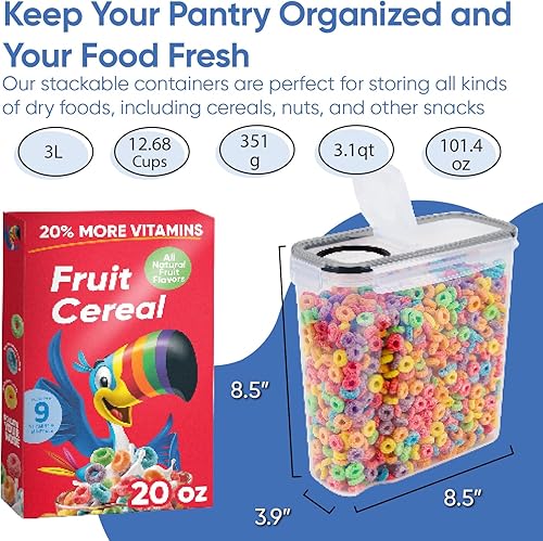 Miniatura 10 de Recipientes de almacenamiento de alimentos extra grandes 213 onzas para arroz harina azúcar y cereales herméticos para la cocina y la despensa