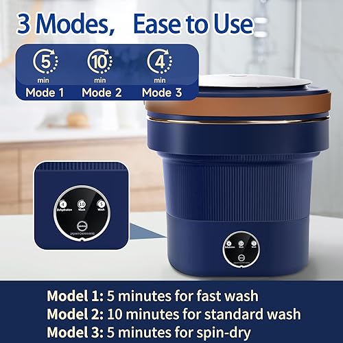 Miniatura 3 de Lavadora portátil, mini lavadora de lavandería, pequeña lavadora plegable de 9 litros de capacidad para apartamentos, viajes, casas rodantes,
