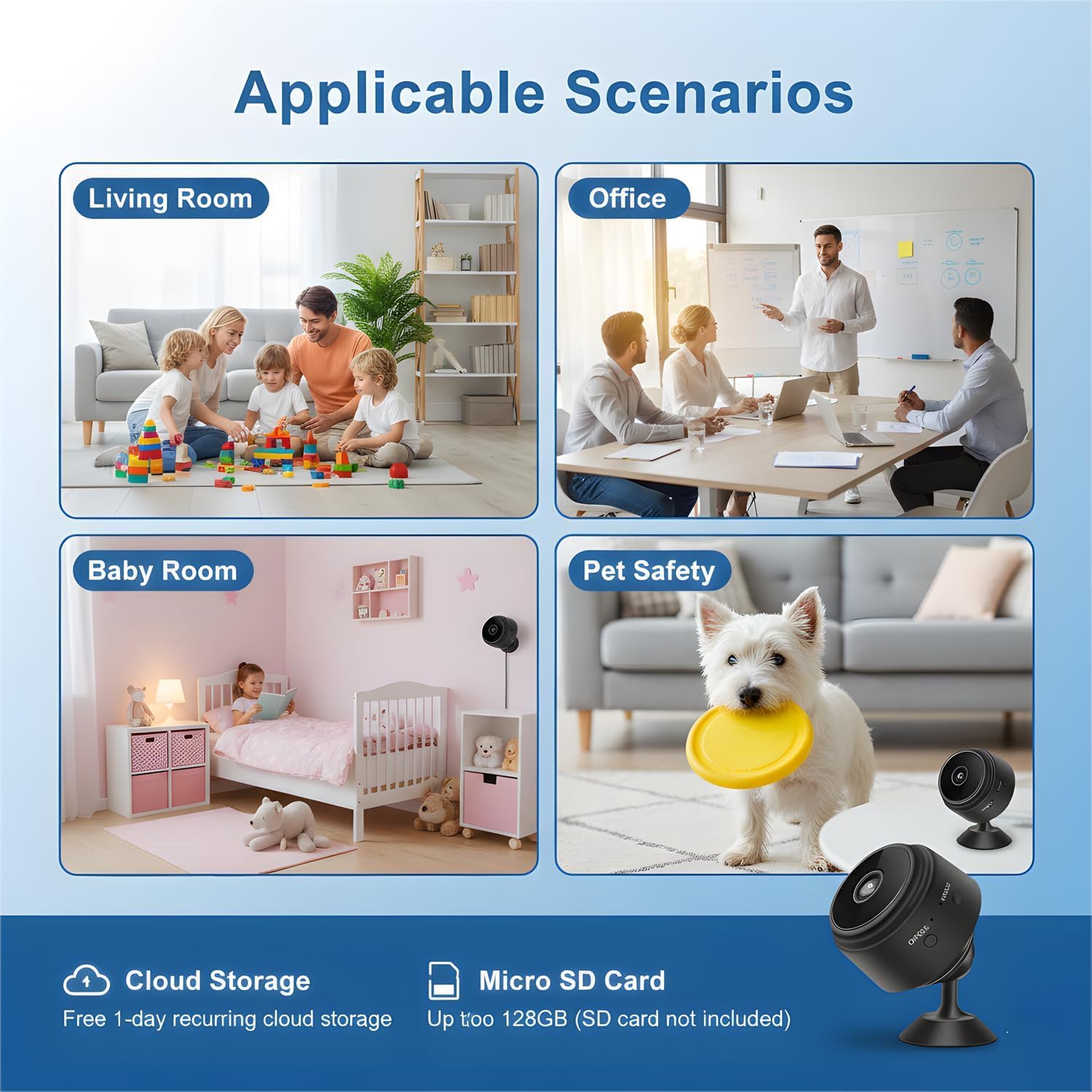 ZTTAOLII Caméra espion cachée WiFi 5G – Mini caméra de sécurité intérieure 4K HD, détection de mouvement AI, longue durée de vie de la batterie, vision nocturne, mini caméras sans fil pour maison/bébé