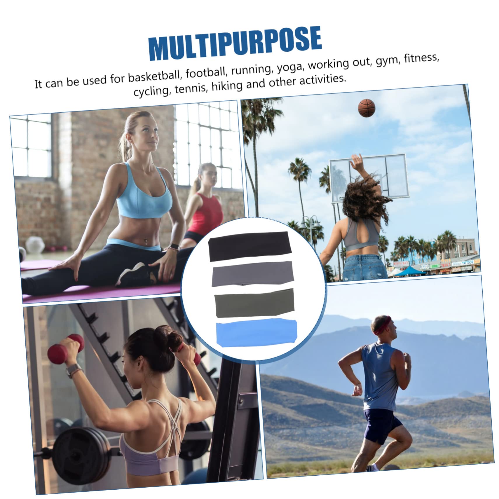 Diademas Deportivas Transpirables para Adultos De Antideslizantes Y Absorbentes De Sudor para Fitness Yoga Y Aire 4 Piezas X 4