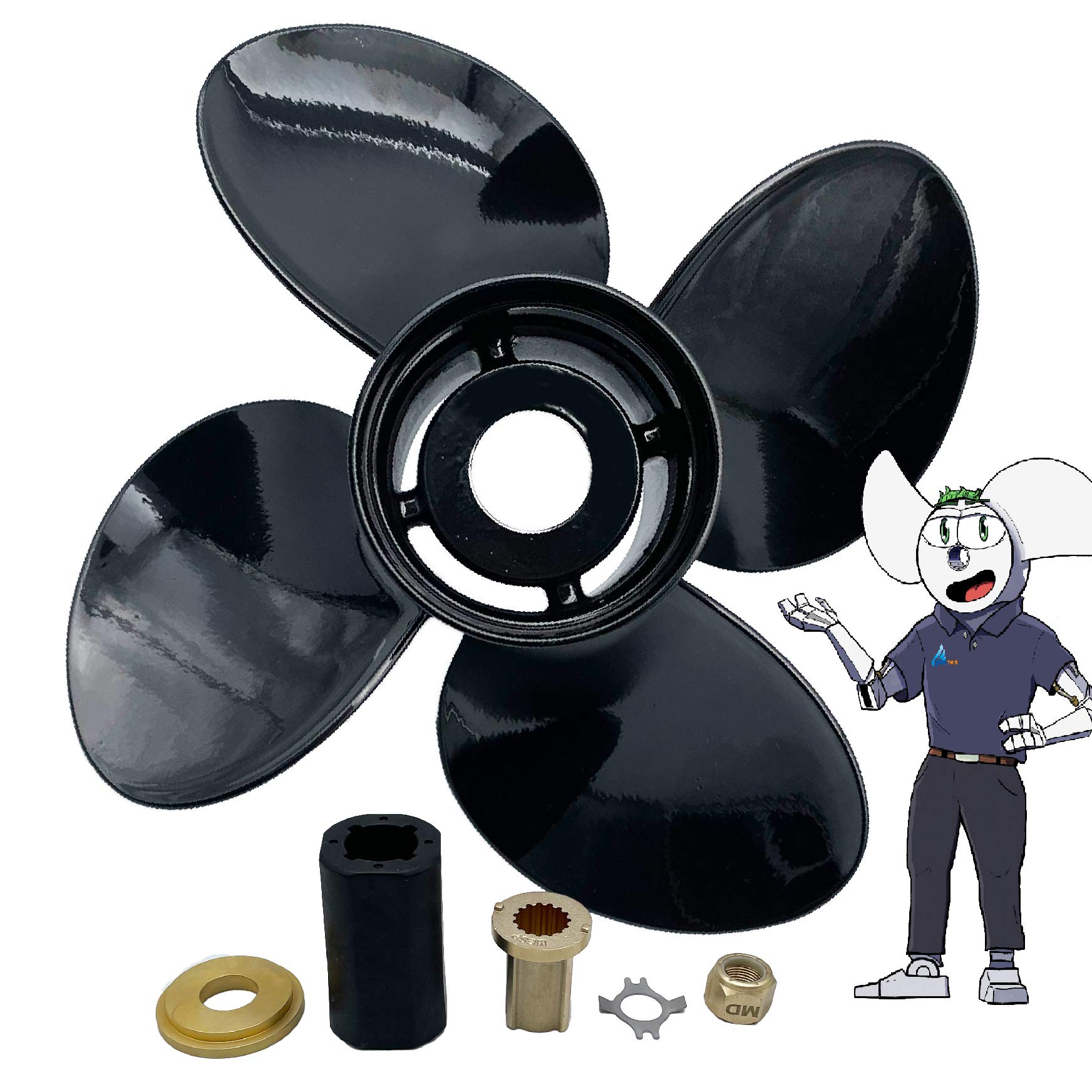 Buy POLASTORM Aluminum 4 Blades Outboard Propeller with Interchangeable