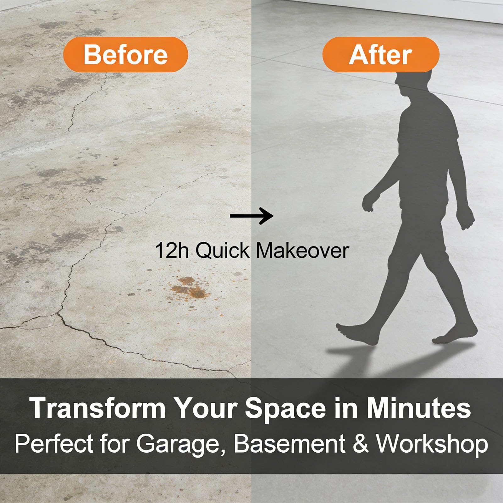 Epoxy Floor Paint,Epoxy Colored Sand Floor Paint 352Oz, High-gloss Marble Effect Coating, Garage Floors Painting, Covers Approximately 60 to 68 Sq Ft (white marble grey, 2kg) — view 3
