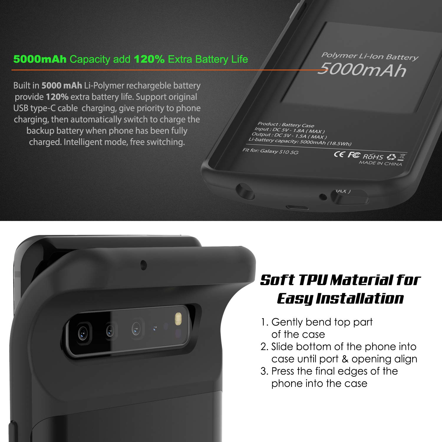 Buy PunkJuice S10 5G Battery Case, 5000mAh Fast Charging Extended