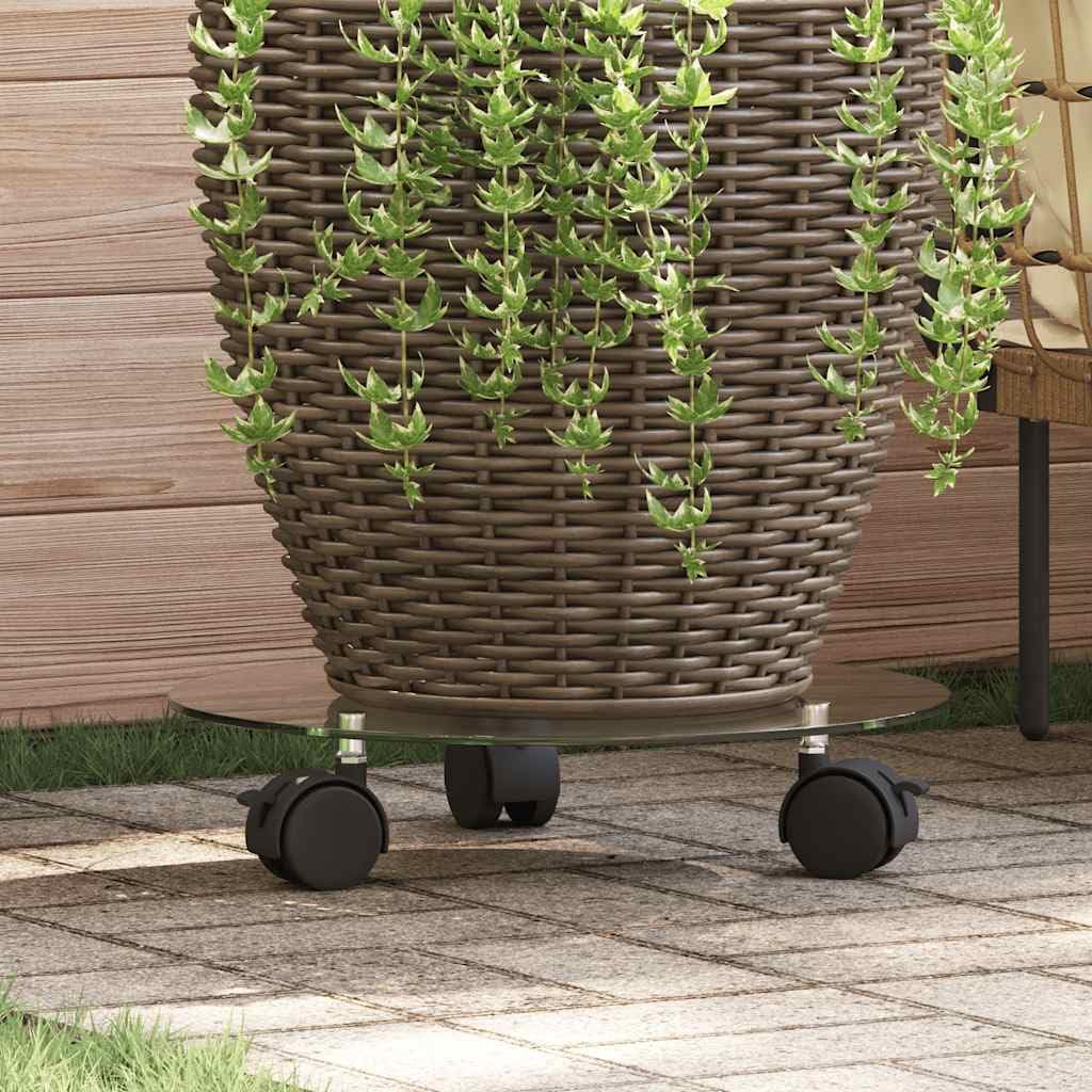 vidaXL Roulettes pour Plantes, Lot de 2, Verre Trempé, 28 cm Rond, Support à Roulettes avec Roulette Pivotante 360° et Frein, Déplace-Plante, Porte-Pot, Accessoire Intérieur et Extérieur