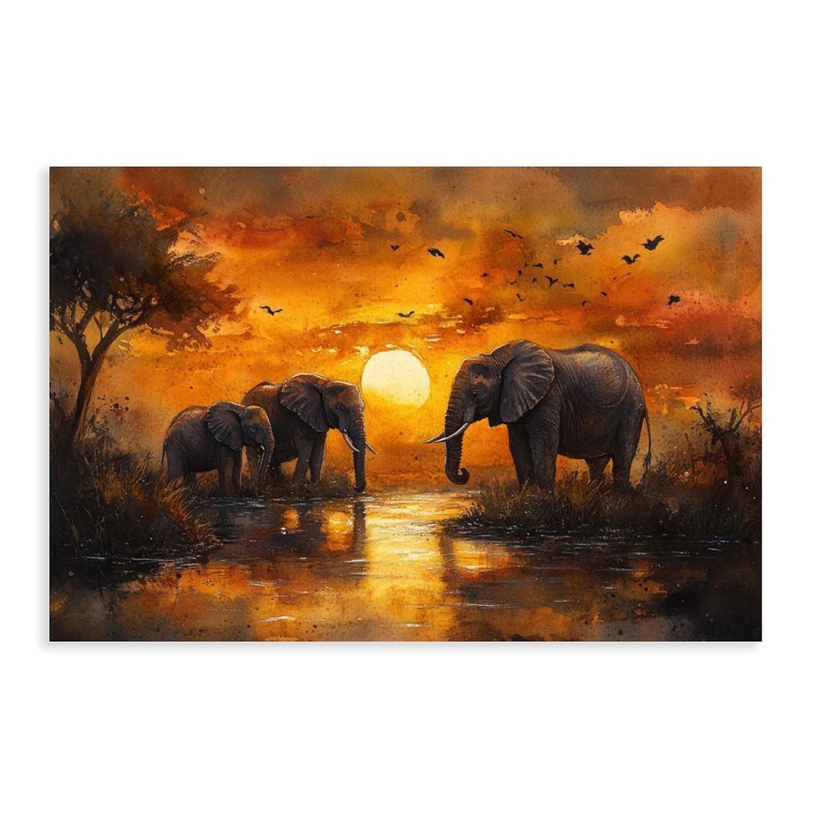 Bareronor Huge Elephant Poster Canvas Poster Bedroom Decor Landscape Office Room Decor Gift 24" L X 36" W