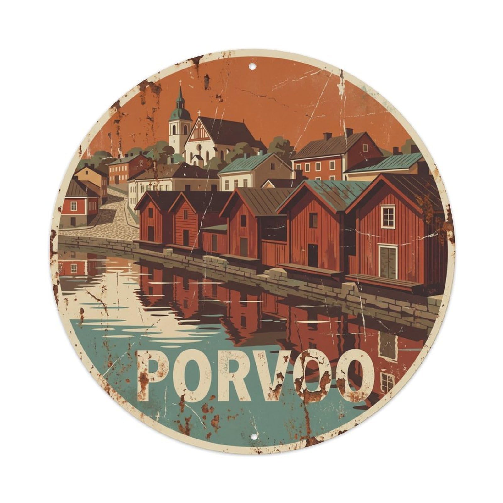 Metal Tin Sign Vintage Travel Finland Porvoo