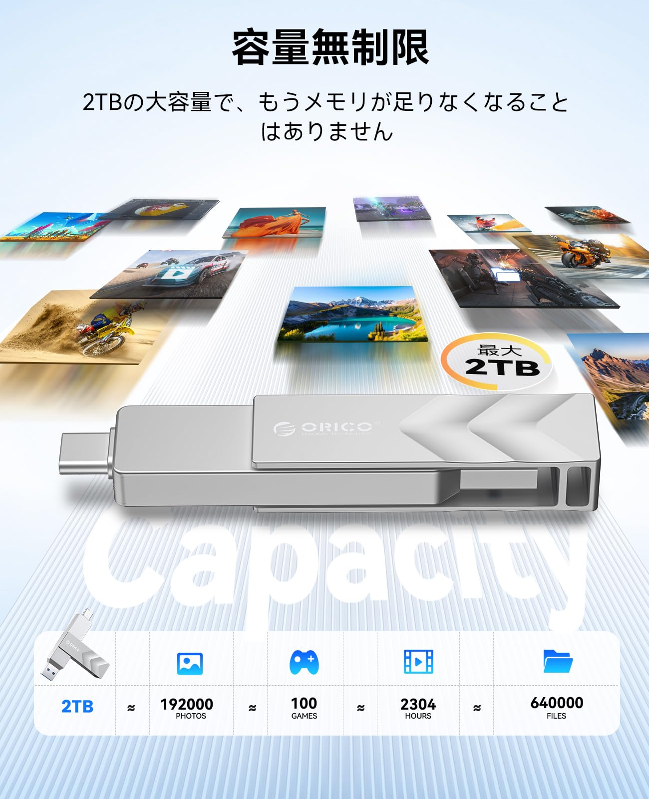 Amazon | ORICO 外付けSSD 2TB USB 3.2 Gen2 読出最大1000MB/秒 USB