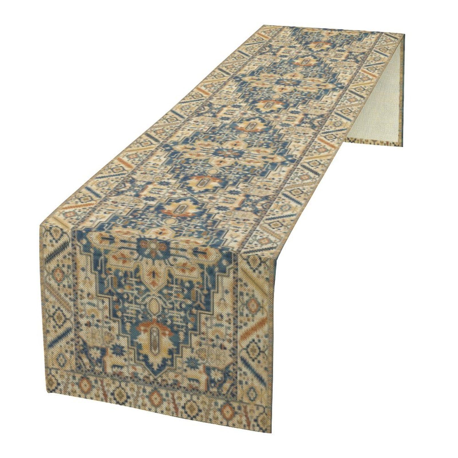 TFOSO Boho Bohemia Style Table Runners,Vintage Traditional Carpet Texture Table Runner for Farmhouse Home Indoor Outdoor Kitchen Holiday Birthday Party Wedding Decor 13x36 Inch