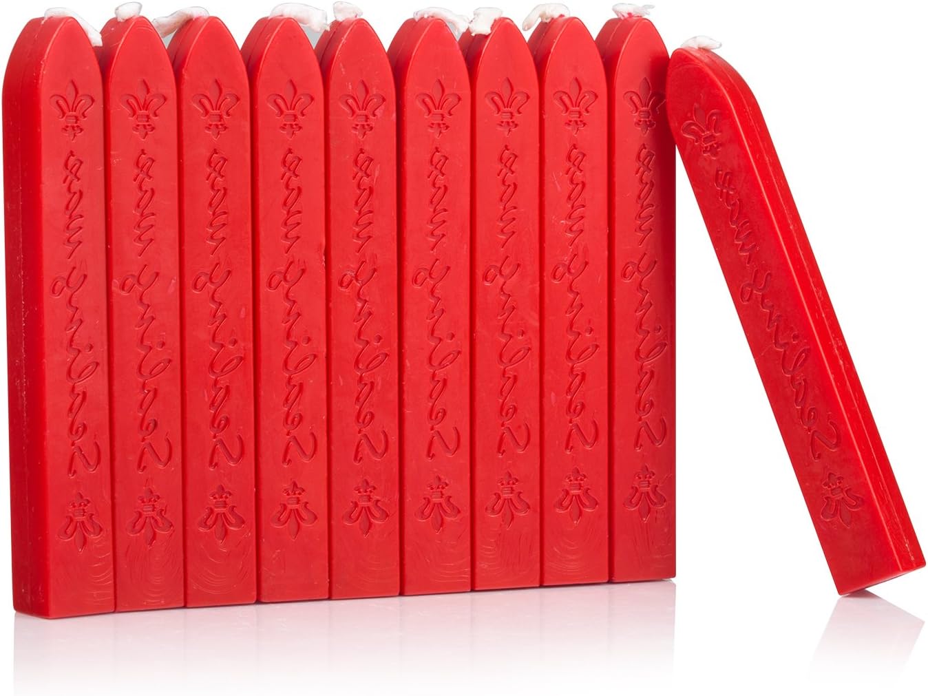 Mceal Sealing Wax Stick with Wick Flower De Luce of France Retro 10 Pieces Pack(Barn Red)