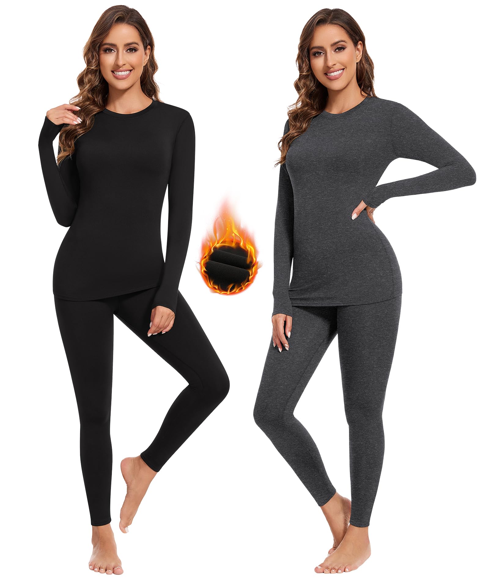 BESTENA Biancheria intima termica da donna, strato di base per il freddo, set termico lungo Johns da donna