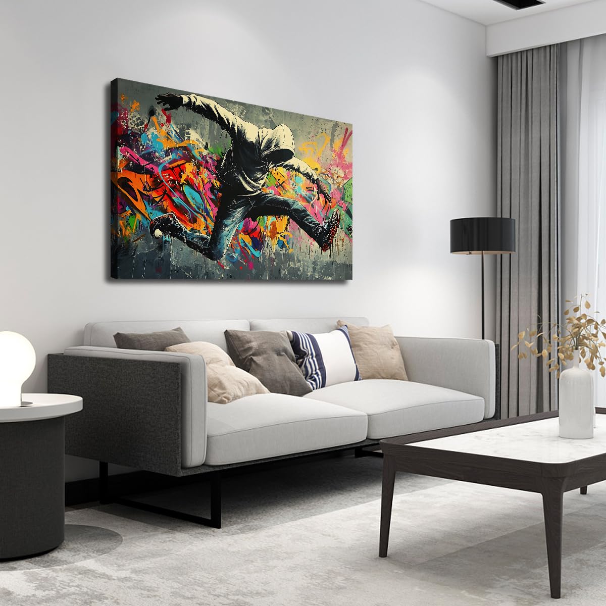 UIRINGART Graffiti Street Theme Arte murale Pianta Moderne Urban Pictures Boy Hip Hop Stampe Poster colorati e vivaci Pittura per l'arredamento dei corridoi 65x100cm
