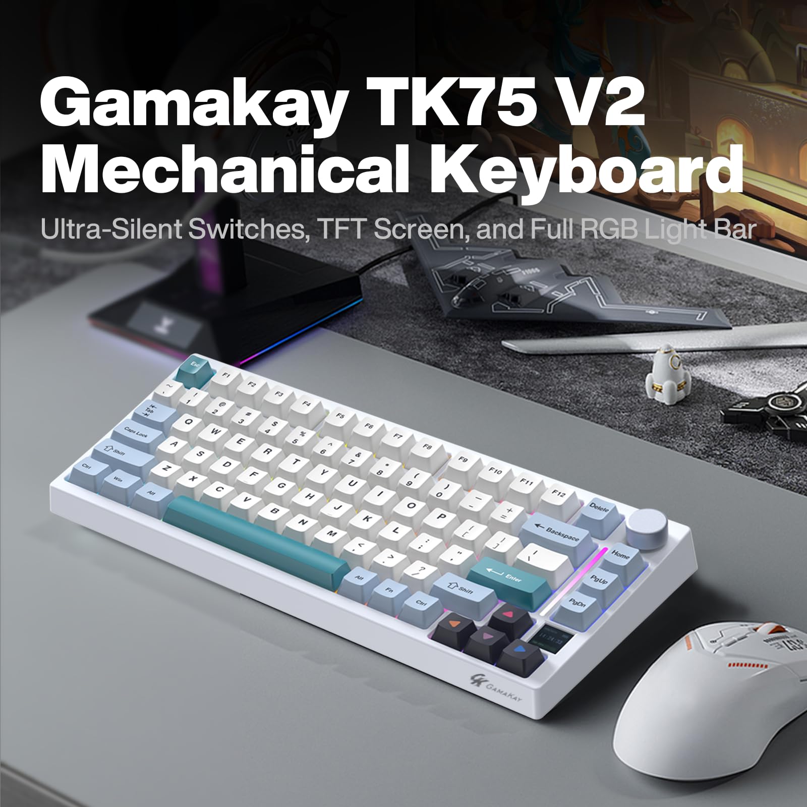 Amazon | GK GAMAKAY TK75-V2 ミュートメカニカルキーボードTFT