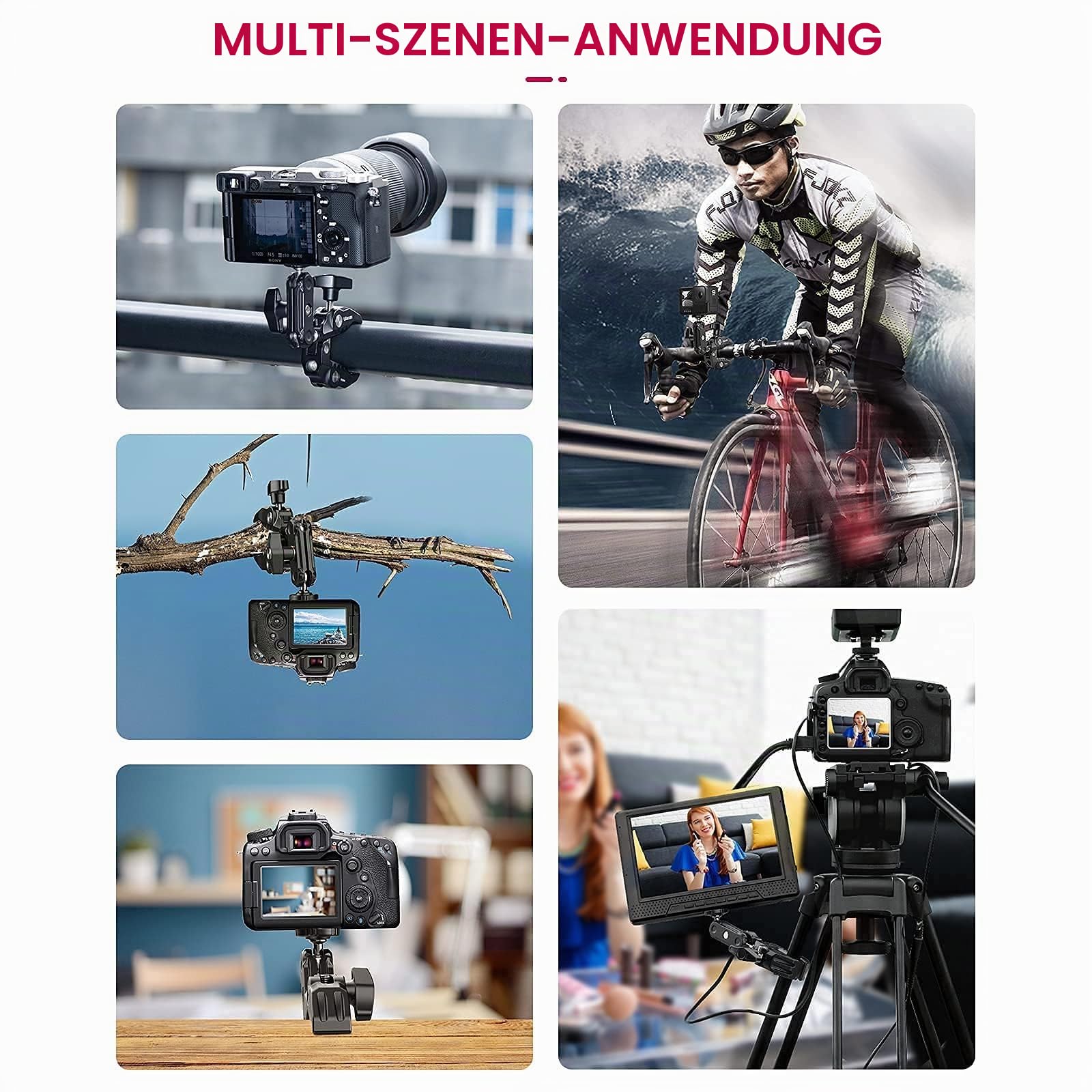 ULANZI R094 Super Clamp Crab mit 360° Doppelkugelkopf – Universelle Klemmhalterung für Kameras, LED-Videoleuchten & Stabilisierungssysteme (Ronin-M/MX, MOVI)