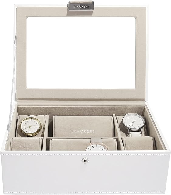 Stackers Classic watch box made of faux leather and glass