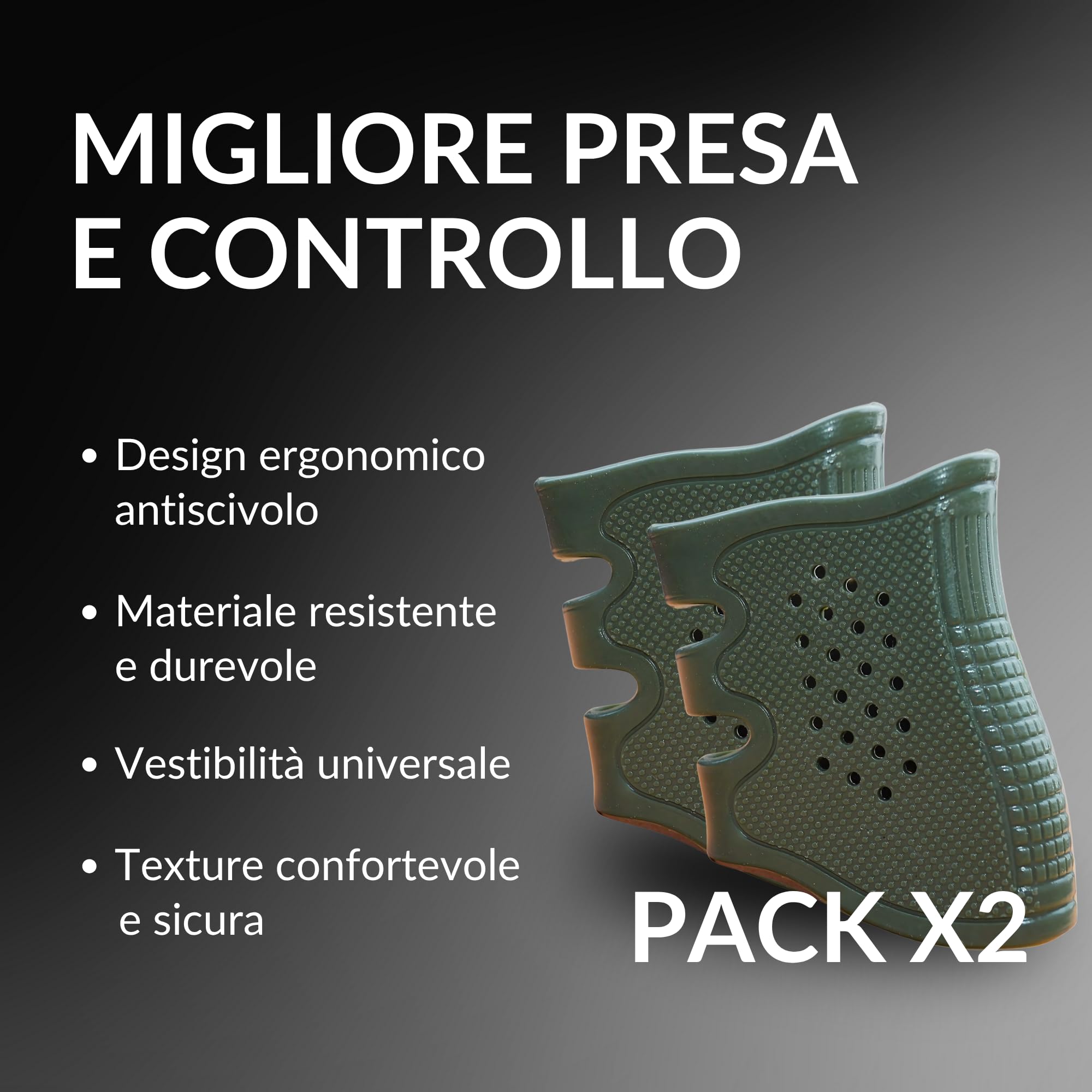 Sibo - Impugnatura Antiscivolo in Gomma (2 Pezzi) - Grip Ergonomico Universale per Softair - Accessorio Comfort per GBB AEG - Copertura per Manico Airsoft