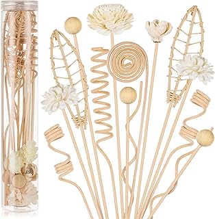 HFKPJRT 16Pcs Reed Diffuser Sticks, 10 Inch Rattan Reed Diffuser Sticks, Oil Diffuser Sticks Set, Natural Flower Reed Diffuser Sticks, Rattan Sticks for Home Bathroom Bedroom Office Decor