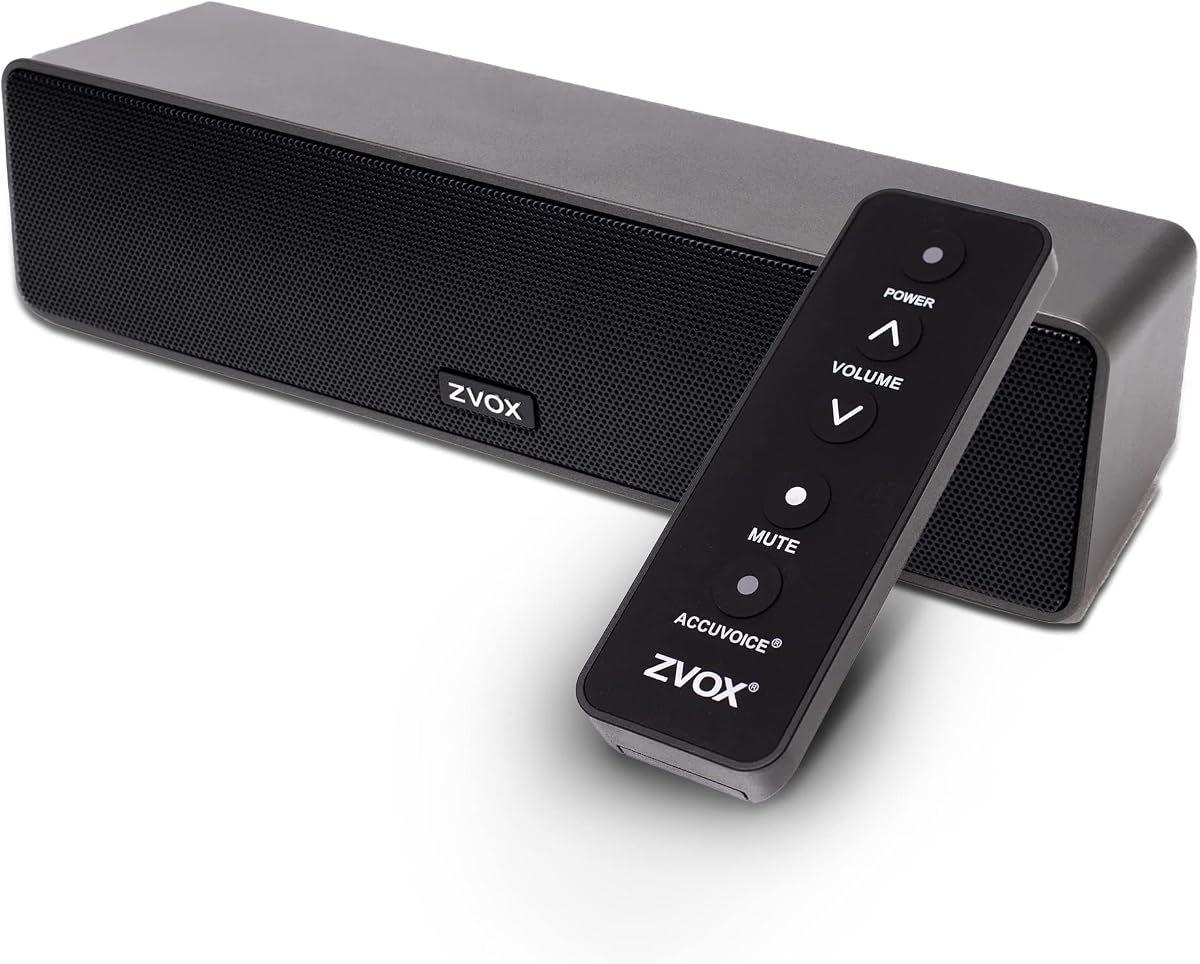 AccuVoice AV100 Dialogue Clarifying Soundbar- 6 Levels of Voice Boost | Compact TV Speaker, AccuVoice Hearing Technology, Black
