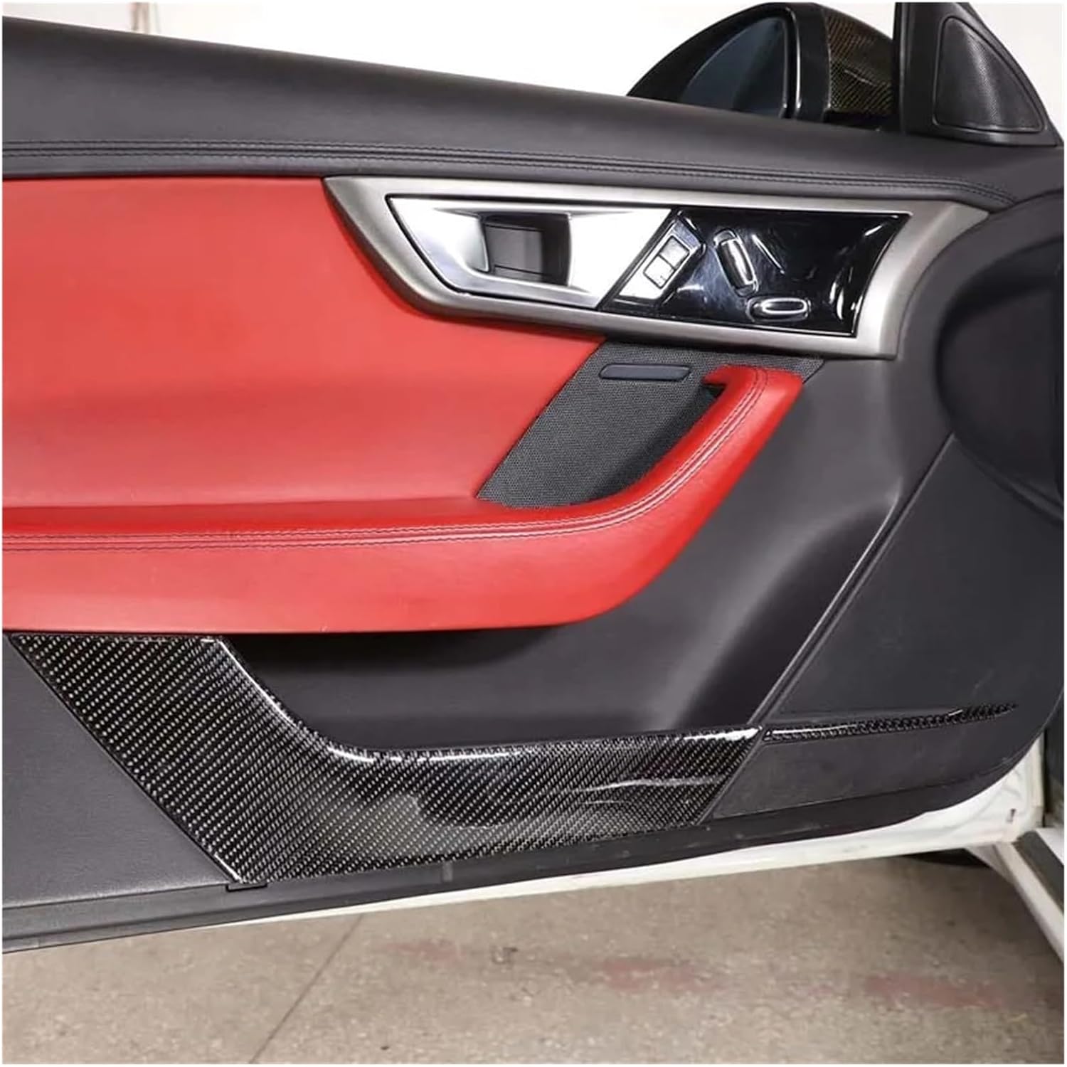Compatible With Jaguar F-TYPE F Type 2013-22 Car Door Kick Panel Decorative Sticker Soft Carbon Fiber Kick Panel Protection Accessories