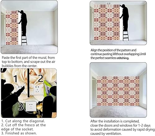 Miniatura 4 de Papel para pared decorativo de cuadrifolio para pared, decoración de pared, apto para bricolaje (137.8 pulgadas de ancho) x 110 pulgadas de alto