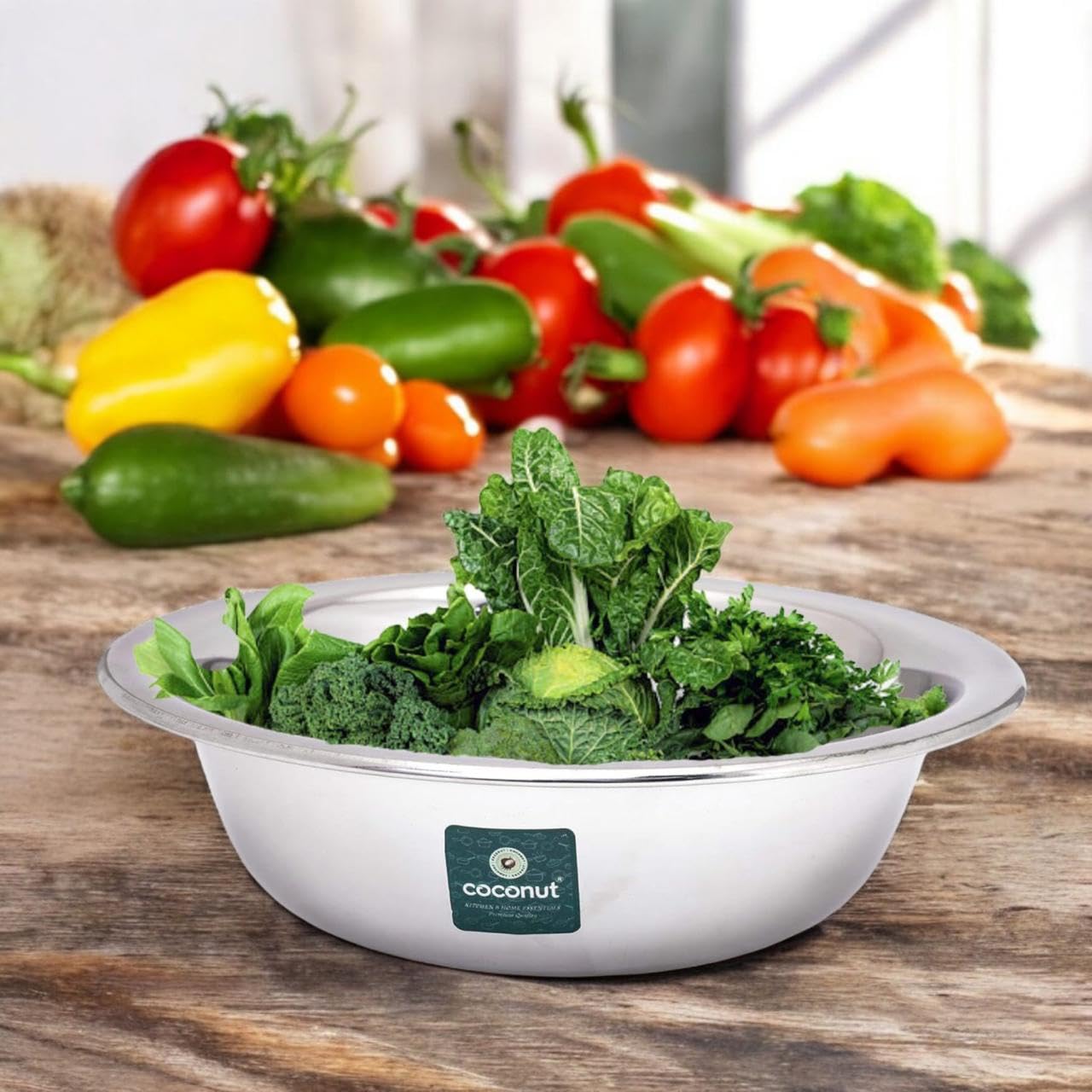 coconut Stainless Steel Basin 22Guage /Multipurpose Bowl    -1 Unit - Diameter - 26 Cm - Image 4 thumbnail